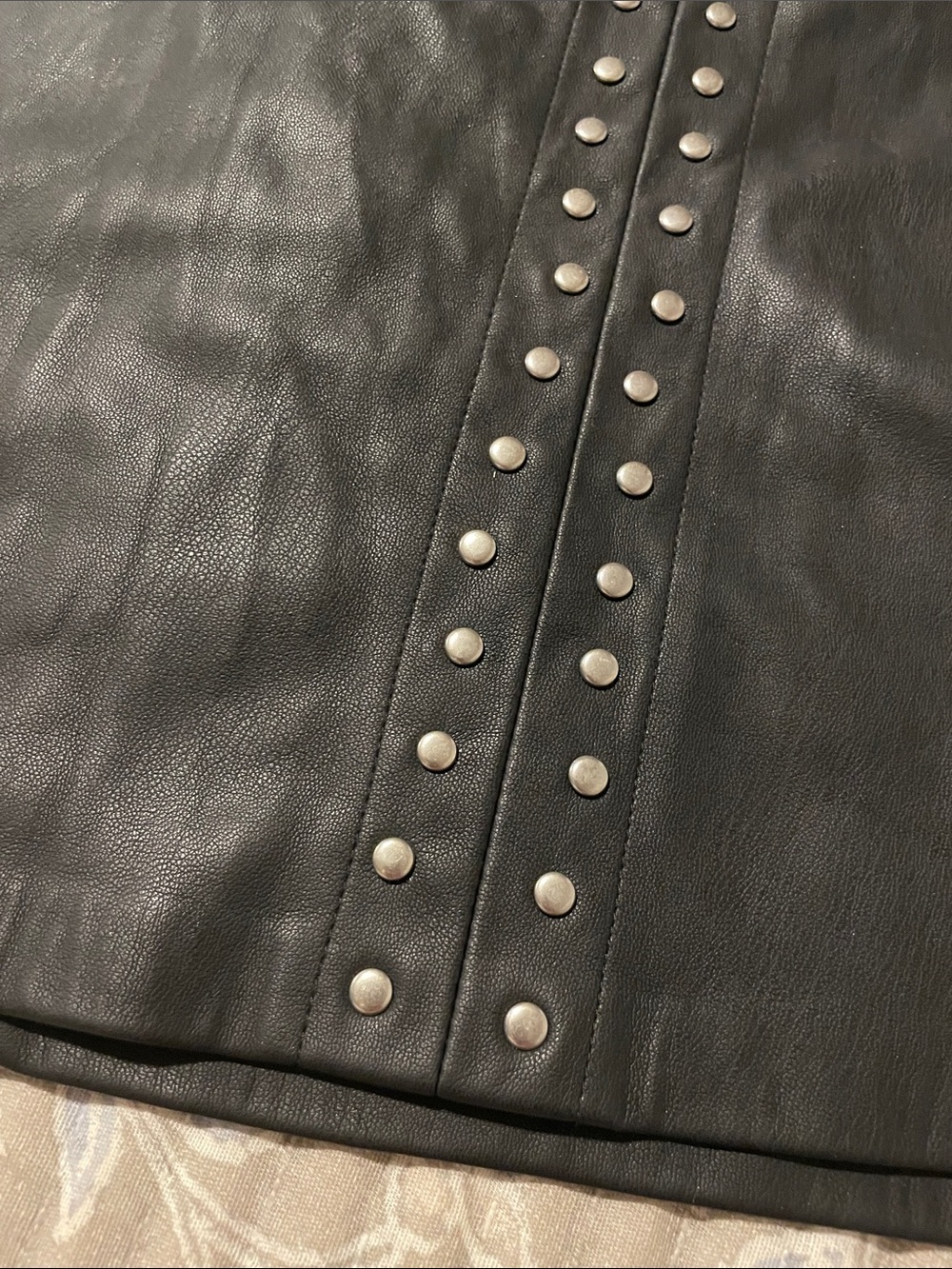 Black Faux Leather Studded Mini Skirt